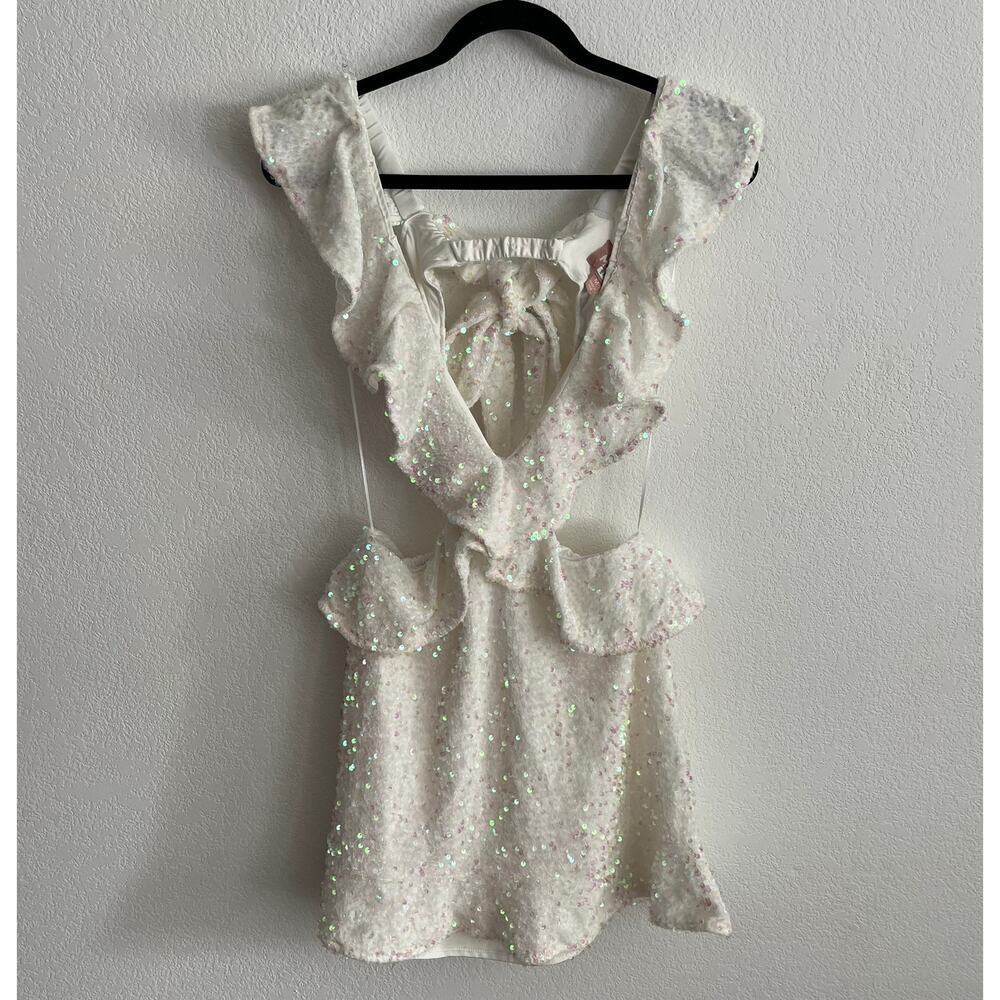 Show Me Your MuMu White Sequin Zoey Mini Dress - Picture 2 of 8
